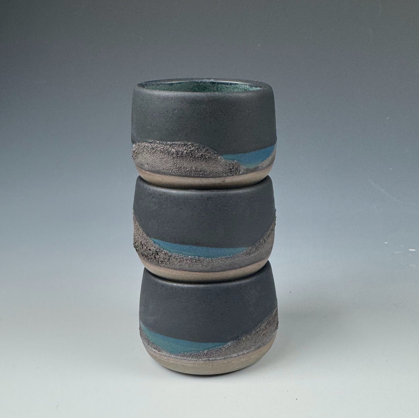 Shot Glass - Black Mountain, Blue Inside