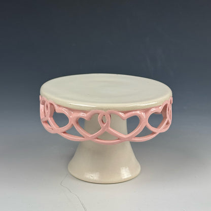 Cake Plate - Mini Pink and White Hearts