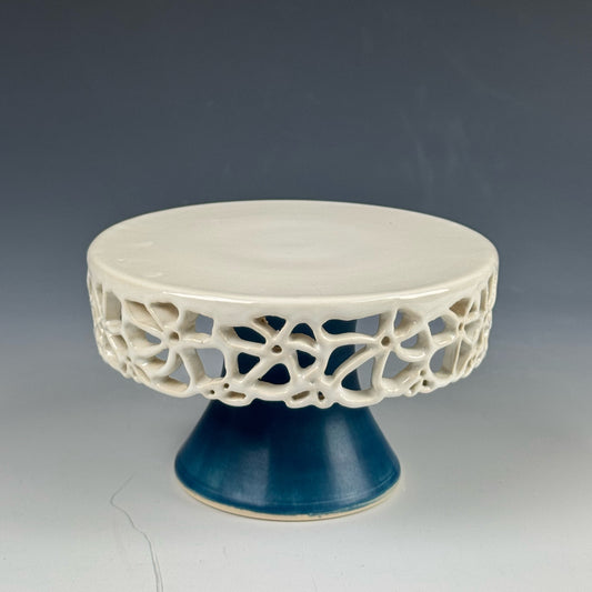 Cake Plate - Mini Blue and White Flowers