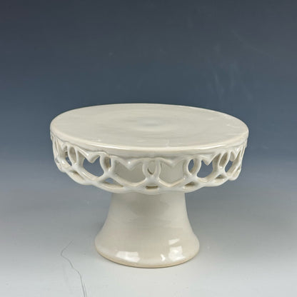 Cake Plate - Mini White Hearts