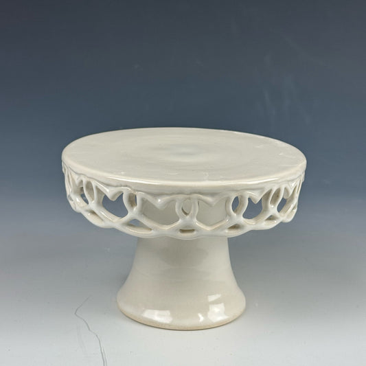 Cake Plate - Mini White Hearts