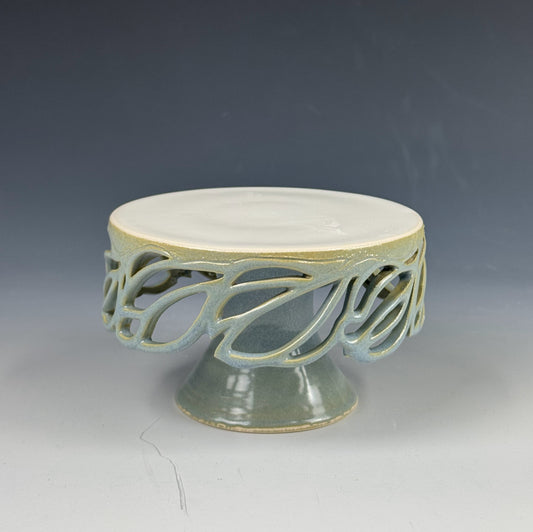 Cake Plate - Mini Blue and White Magnolias