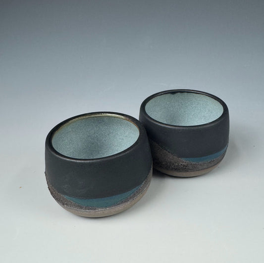 Shot Glass - Black Mountain, Blue Inside