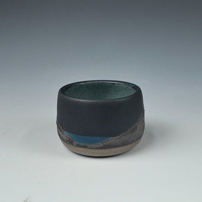 Shot Glass - Black Mountain, Aqua Inside