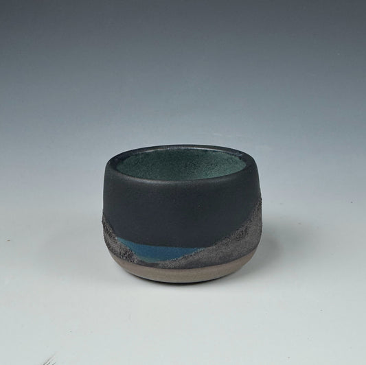 Shot Glass - Black Mountain, Aqua Inside