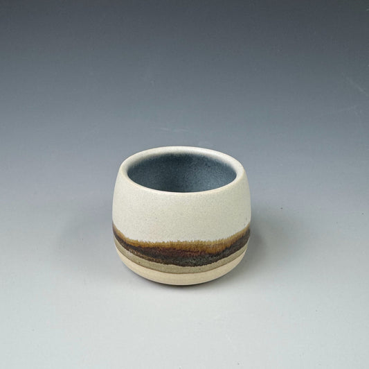 Shot Glass - White Prairie, Blue Inside