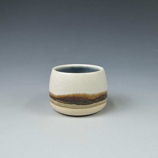 Shot Glass - White Prairie, Blue Inside