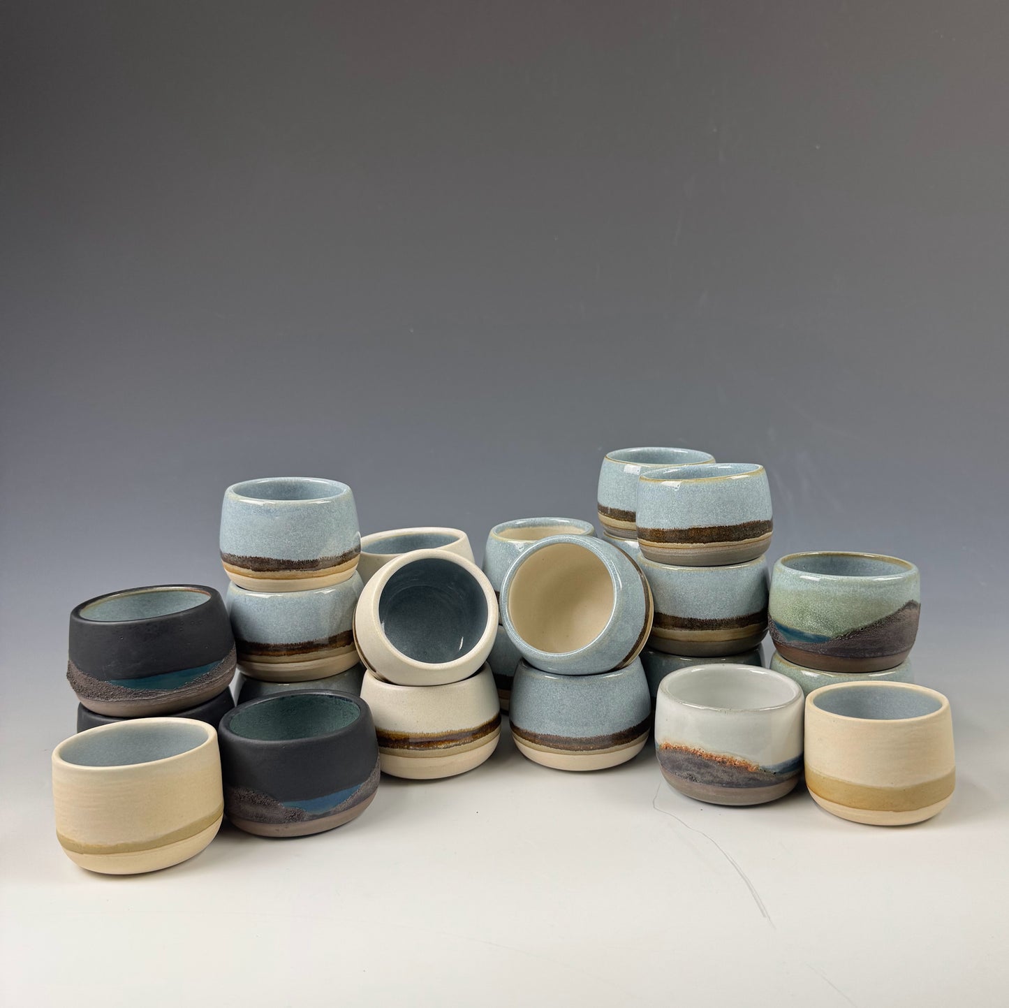 Shot Glass - Blue Prairie, White Inside