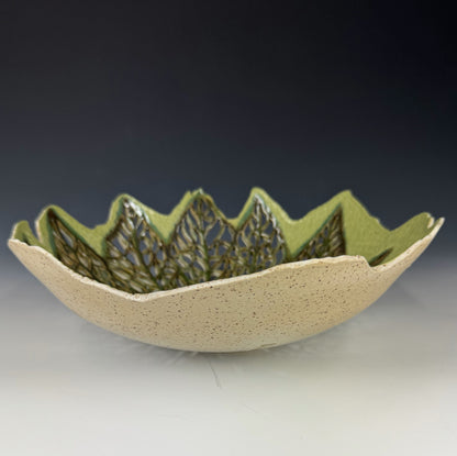 Bowl - Pierced Green Leaf