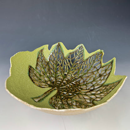 Bowl - Pierced Green Leaf