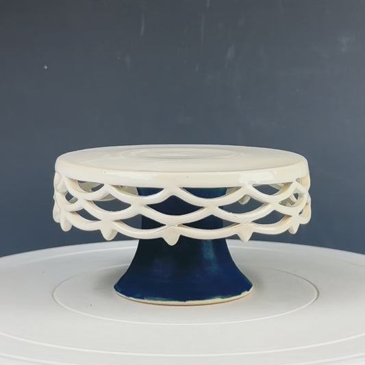 Cake Plate - Mini Blue and White Bunting