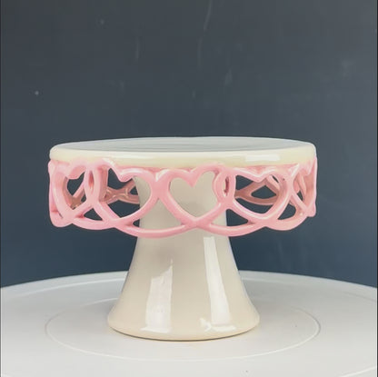 Cake Plate - Mini Pink and White Hearts