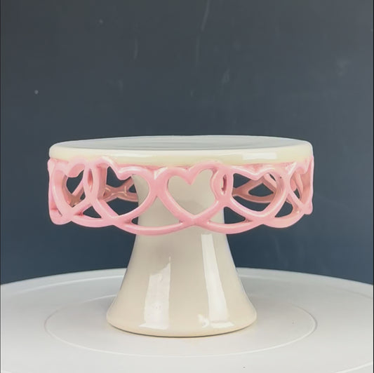 Cake Plate - Mini Pink and White Hearts